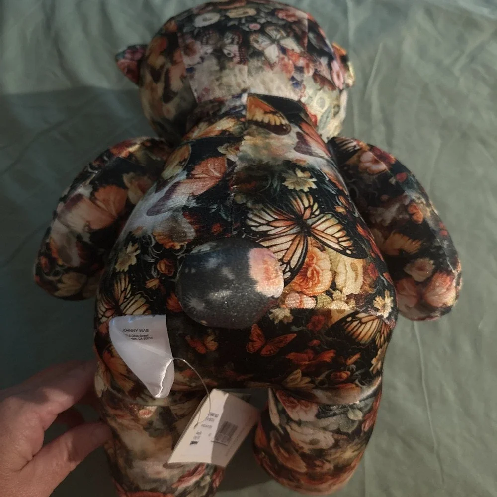 Johnny Was Teyros Velvet Floral Butterflies Teddy Bear NWT
